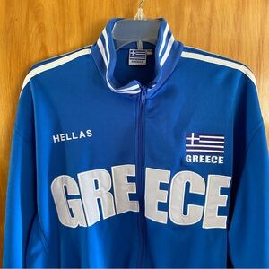 Greece Hellas Full Zip Jacket Football Soccer Track Blue White (3XL see photos)